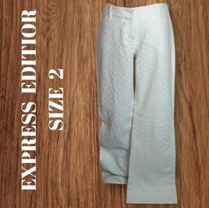 EXPRESS STUDIO COTTON EYELET PANTS STRAIGHT LEG OFF WHITE SIZE 2 WOMENS 2 NWOT